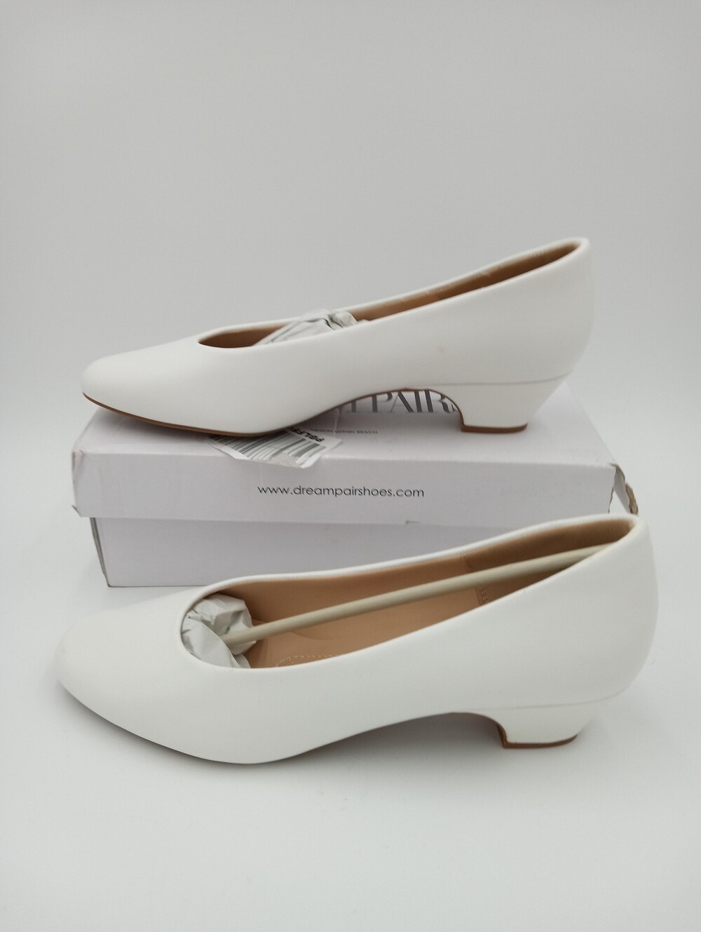 Dream Pairs MILA Shoes Womens White Round Toe Kitten Heel Dress Pumps Size 10